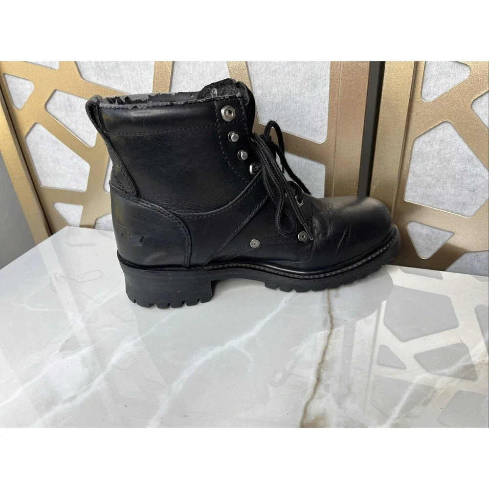 vtg harley davidson Black Leather Moto Boots Uk 7.5 Eu 41 Men Us 8.5 Women 10